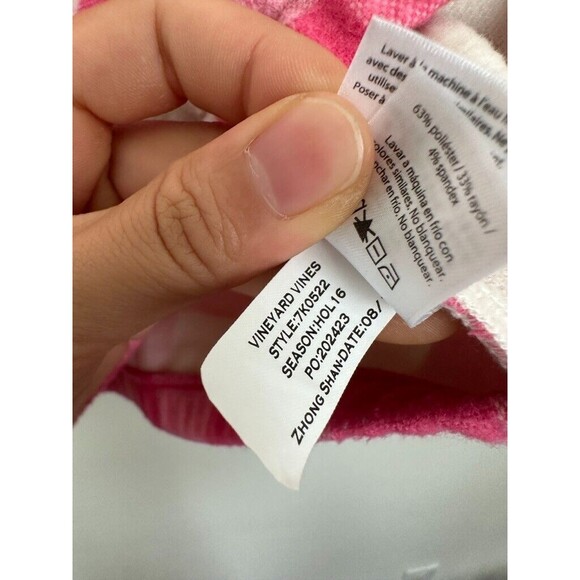 Vineyard Vines Gingham Mock Neck Sweater Pink White Checkered Girl's Size L (14) - Picture 7 of 9